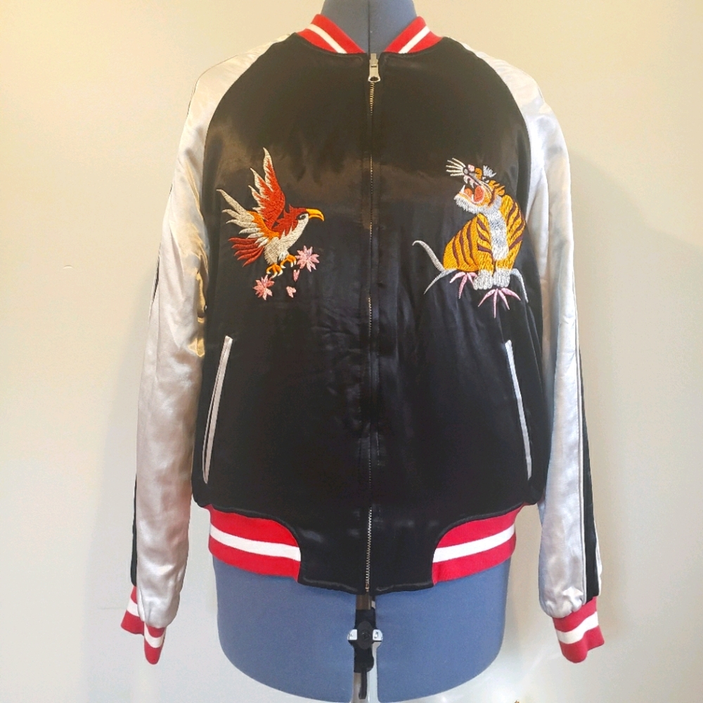 Topshop Reversible Satin Bomber Jacket